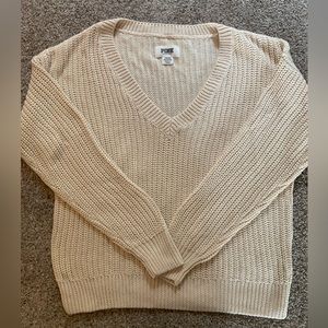 PINK Victoria’s Secret oversized v-neck sweater - medium - cream